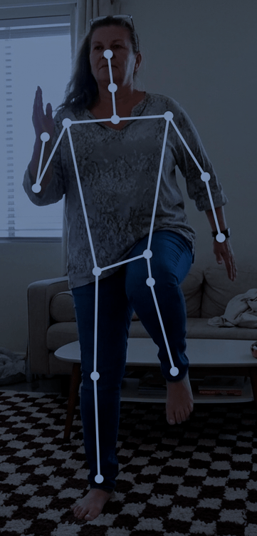 Modiono app screen showing motion-detection during an exercise with a darkened background