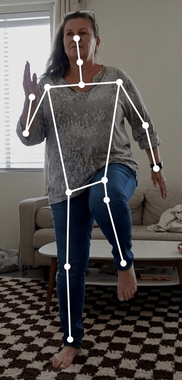 Modiono app screen showing motion-detection during an exercise